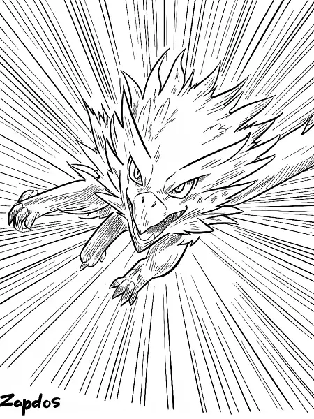 Fierce Zapdos Coloring Page - 0