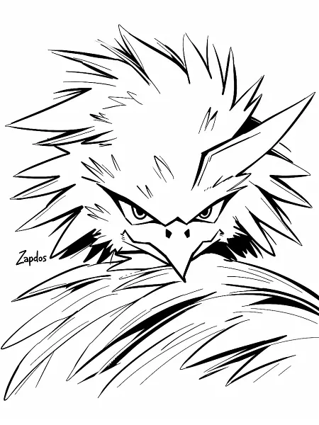 Fierce Zapdos Coloring Page - 1