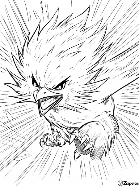 Fierce Zapdos Coloring Page - 2