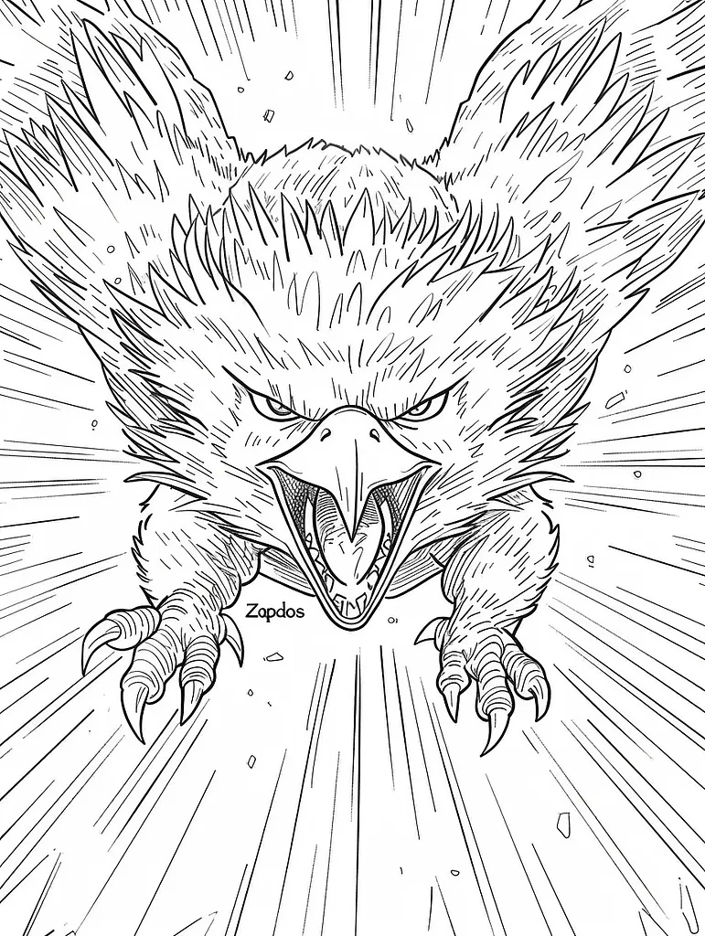 Fierce Zapdos Coloring Page 4