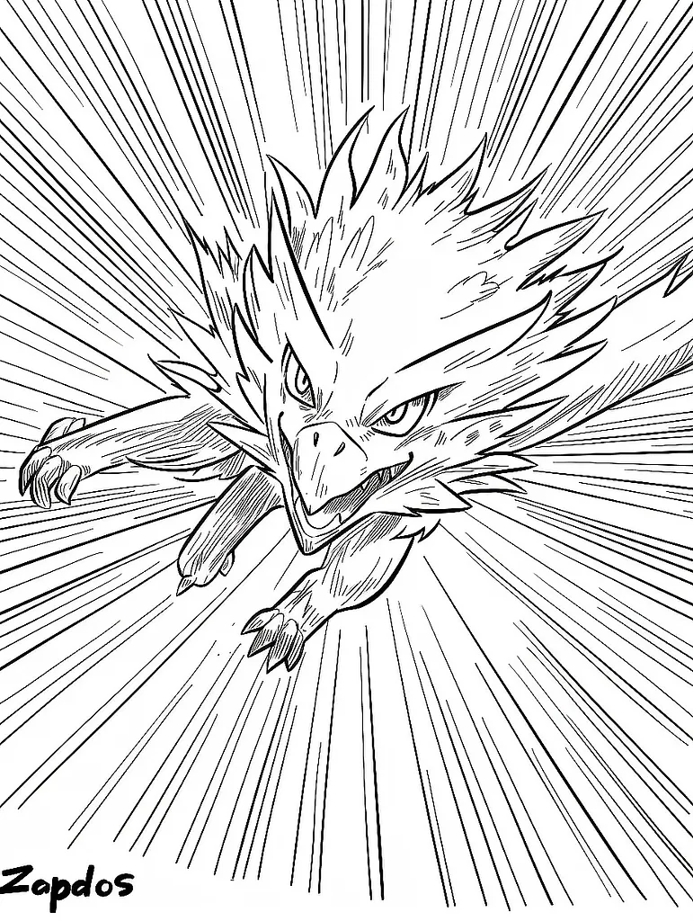 Fierce Zapdos Coloring Page