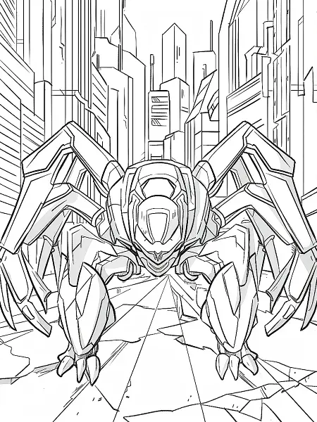 Fierce Metagross in Futuristic City Coloring Page - 0