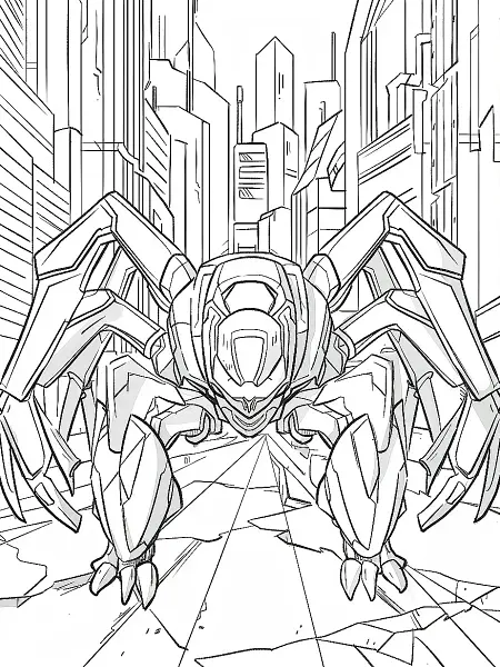 Fierce Metagross in Futuristic City Coloring Page