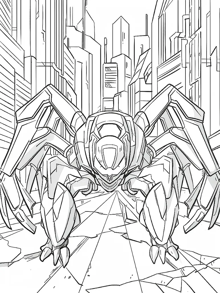 Fierce Metagross in Futuristic City Coloring Page