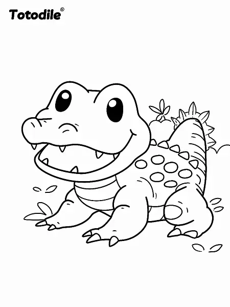 Playful Totodile Coloring Page - 0