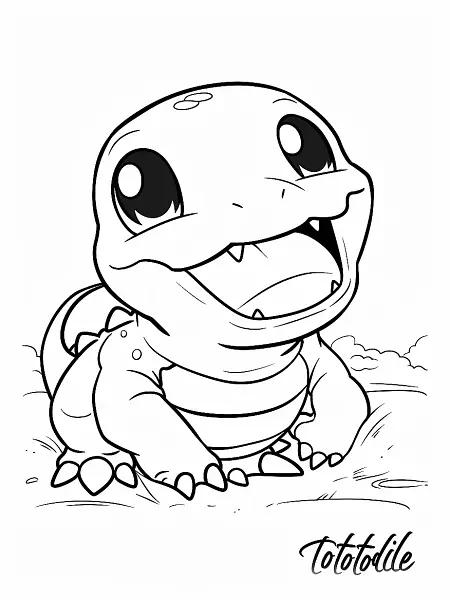 Playful Totodile Coloring Page - 1