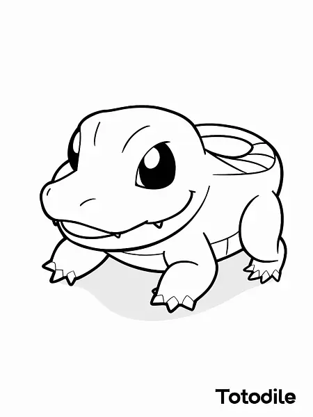 Playful Totodile Coloring Page - 3