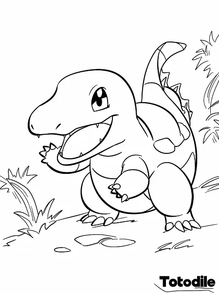 Playful Totodile Coloring Page - 2