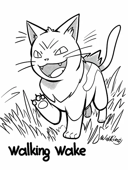 Joyful Walking Wake Pokemon Coloring Page - 1