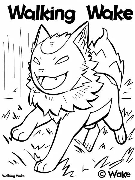 Joyful Walking Wake Pokemon Coloring Page - 3