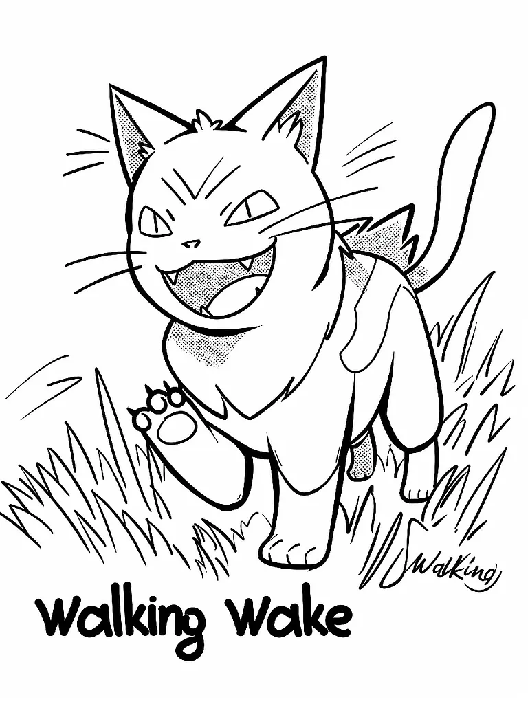 Joyful Walking Wake Pokemon Coloring Page 2