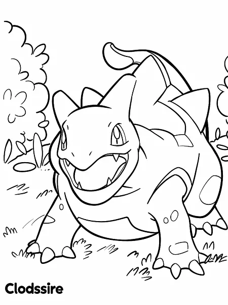 Playful Clodsire Pokemon Coloring Page - 2