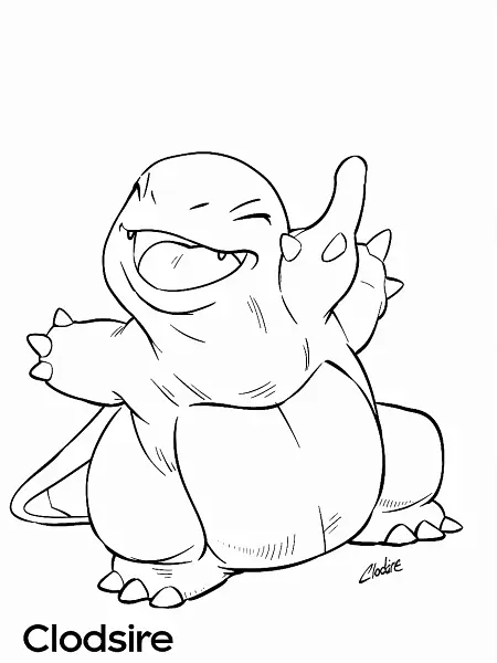 Playful Clodsire Pokemon Coloring Page - 1