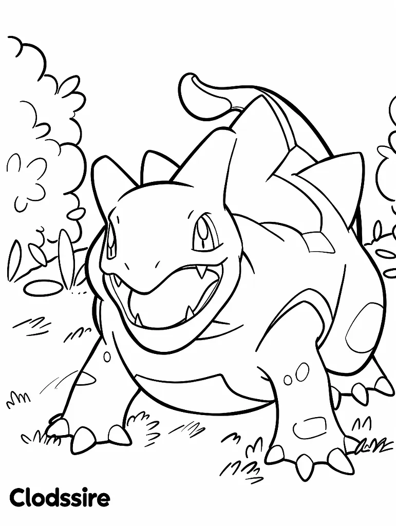 Playful Clodsire Pokemon Coloring Page 3