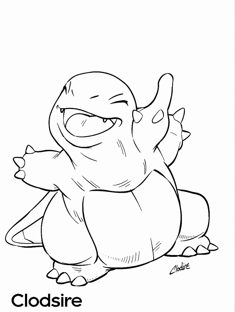 Playful Clodsire Pokemon Coloring Page 2