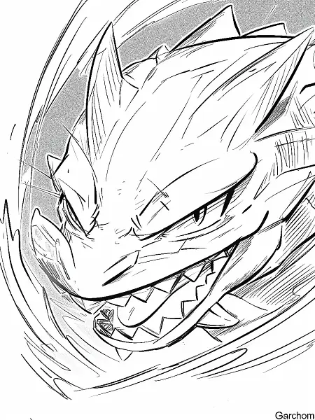 Fierce Garchomp Coloring Page - 0