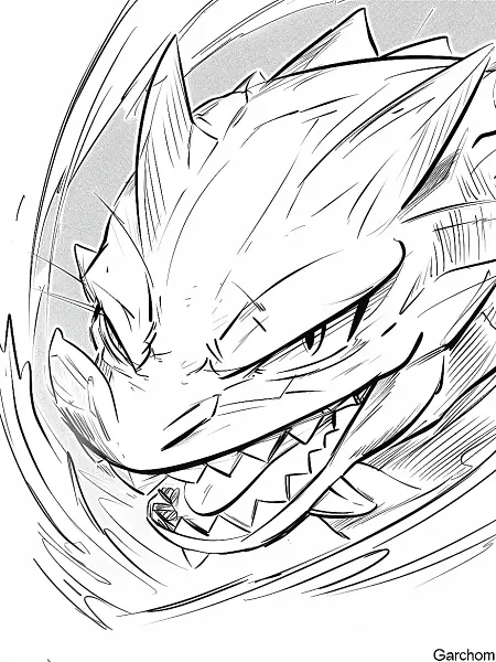 Fierce Garchomp Coloring Page - 3