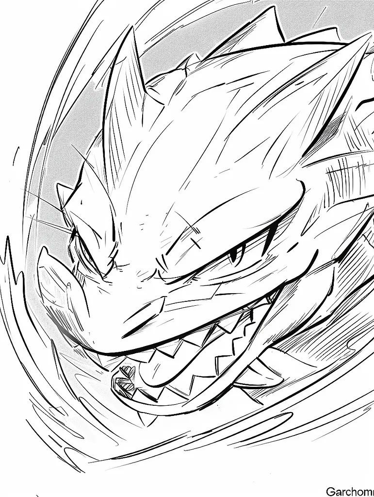 Fierce Garchomp Coloring Page 4