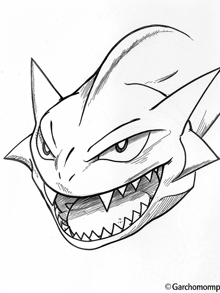 Fierce Garchomp Coloring Page 3