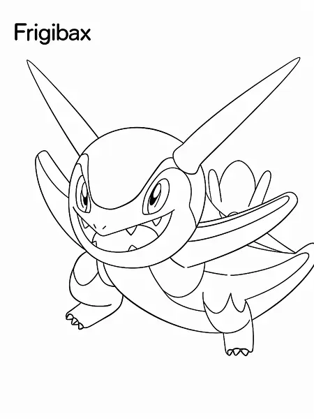 Playful Frigibax Pokemon Coloring Page - 2