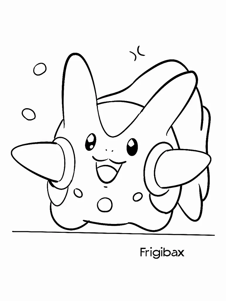 Playful Frigibax Pokemon Coloring Page 2