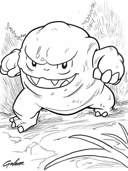 Playful Golem Pokemon Coloring Page - 1