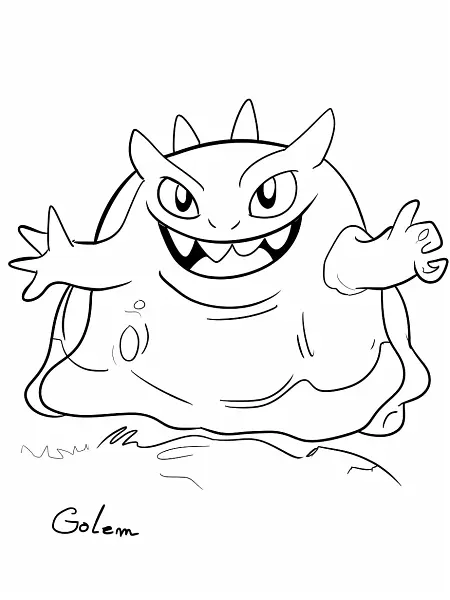 Playful Golem Pokemon Coloring Page - 3