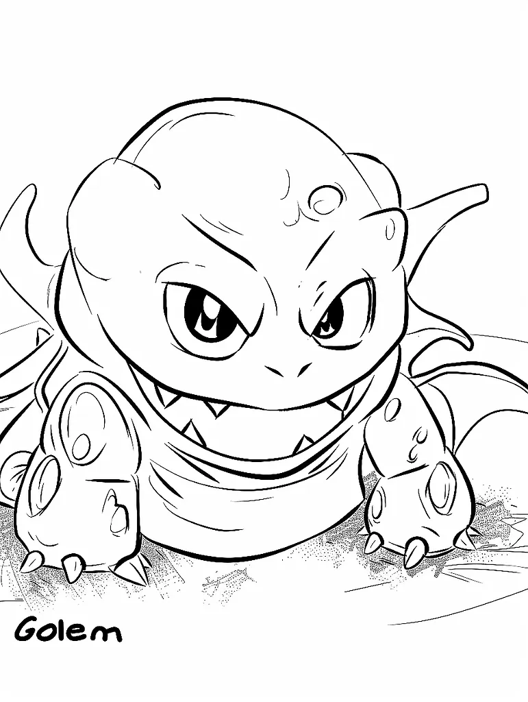 Playful Golem Pokemon Coloring Page