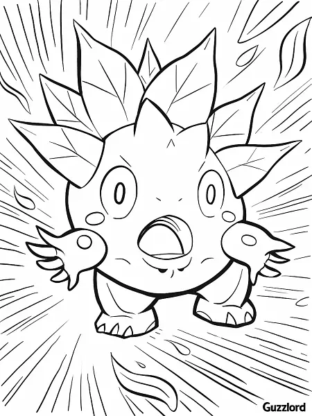 Surprised Guzzlord: A Whimsical Pokémon Coloring Page - 2