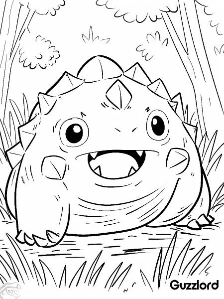 Surprised Guzzlord: A Whimsical Pokémon Coloring Page - 0