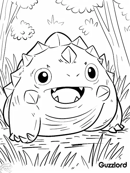 Surprised Guzzlord: A Whimsical Pokémon Coloring Page