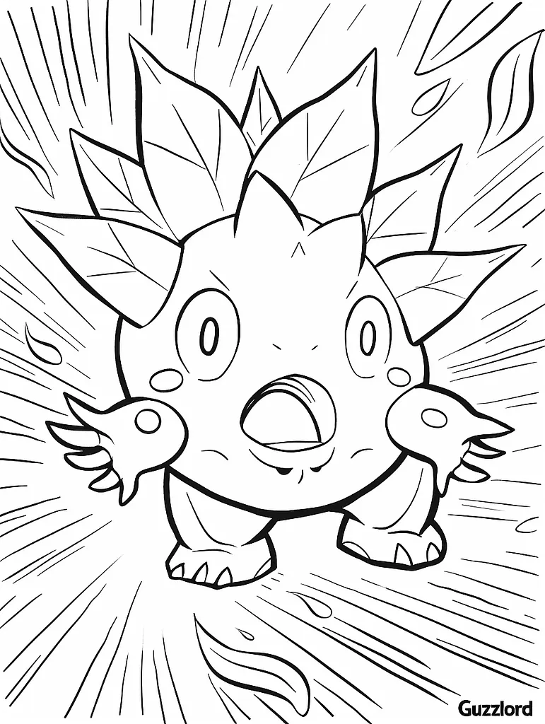 Surprised Guzzlord: A Whimsical Pokémon Coloring Page 3