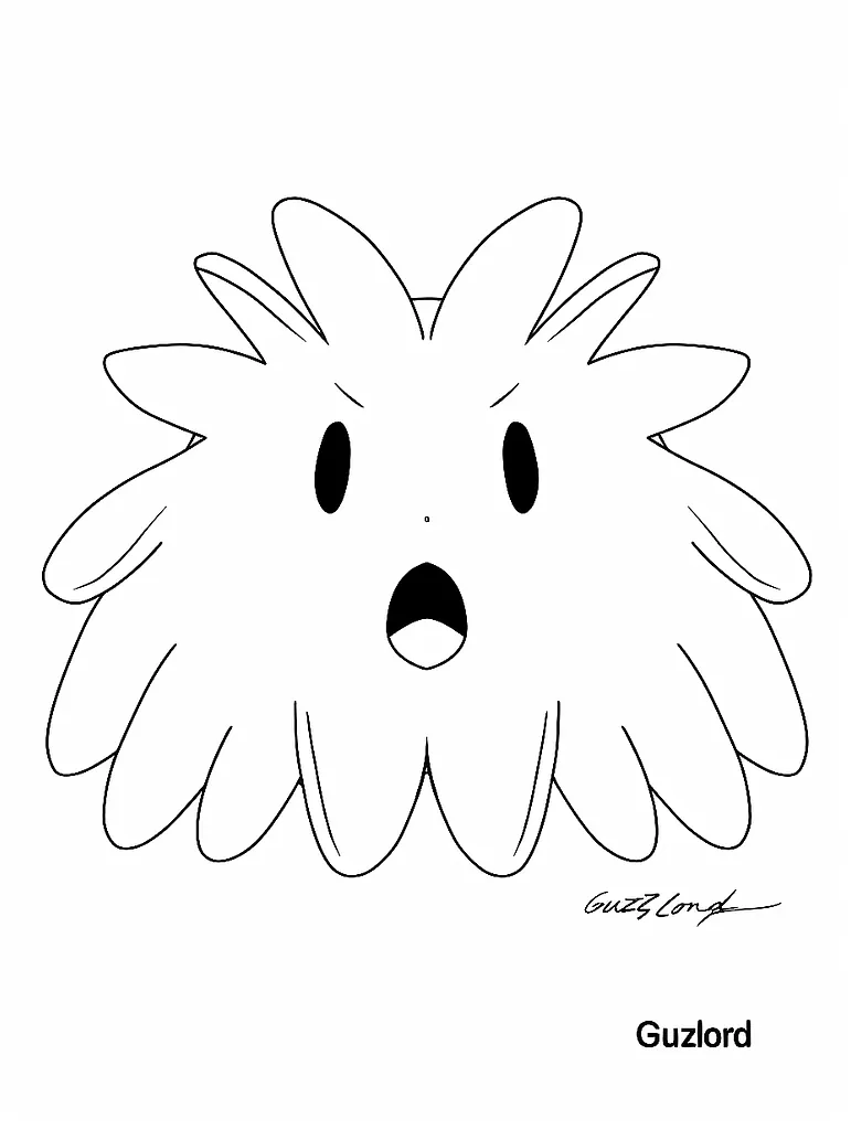 Surprised Guzzlord: A Whimsical Pokémon Coloring Page 2