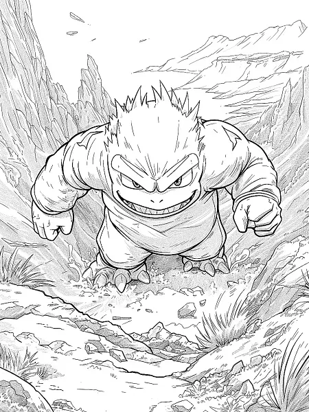 Geodude Pokemon in Rocky Mountains Coloring Page - 0