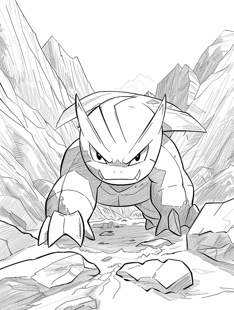 Geodude Pokemon in Rocky Mountains Coloring Page 3