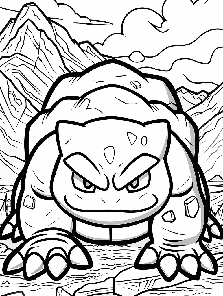 Geodude Pokemon in Rocky Mountains Coloring Page 4