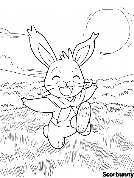 Joyful Scorbunny in a Sunny Meadow - 3