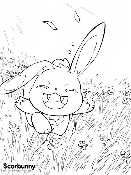 Joyful Scorbunny in a Sunny Meadow - 1