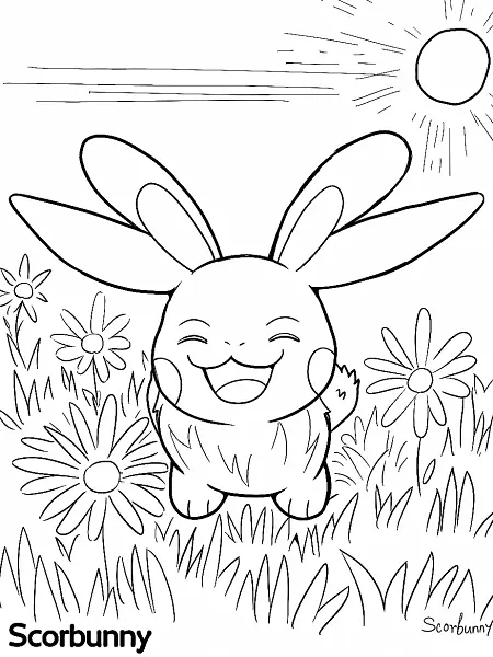 Joyful Scorbunny in a Sunny Meadow - 0