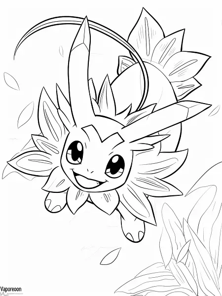 Playful Vaporeon Coloring Page - 3