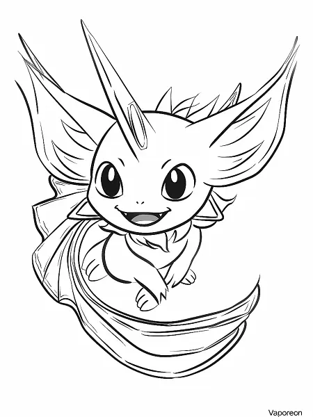 Playful Vaporeon Coloring Page - 1