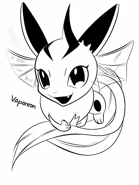 Playful Vaporeon Coloring Page - 0