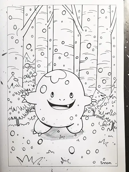 Joyful Snom in a Snowy Forest - 3