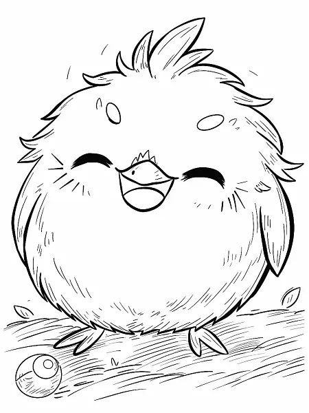 Cheerful Rowlet Pokemon Coloring Page - 1