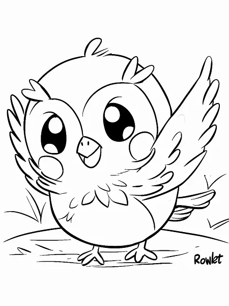 Cheerful Rowlet Pokemon Coloring Page - 0