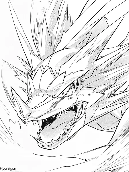 Fierce Hydreigon Coloring Page - 2