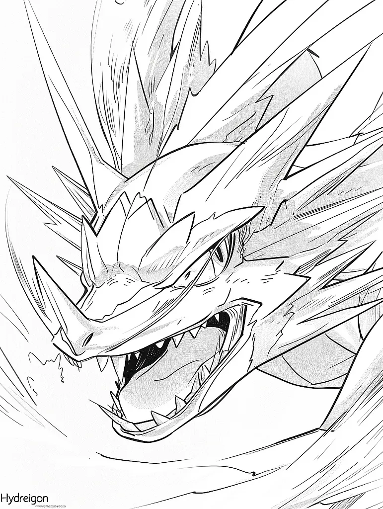 Fierce Hydreigon Coloring Page 3