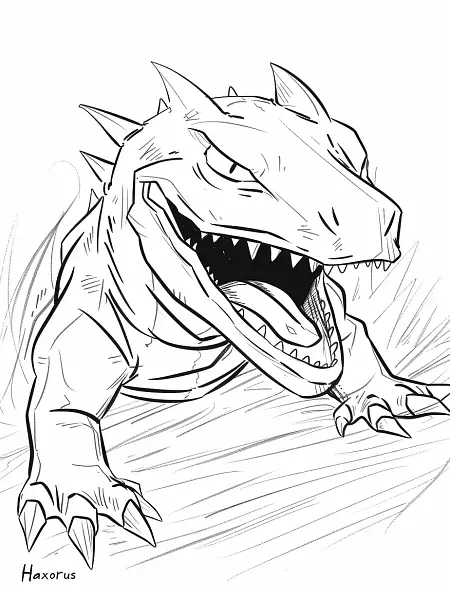 Fierce Haxorus Coloring Page - 2