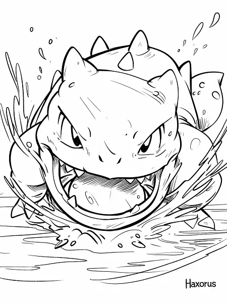 Fierce Haxorus Coloring Page - 3