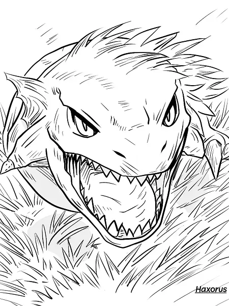 Fierce Haxorus Coloring Page - 1